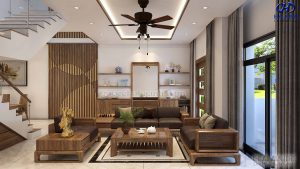 Phòng khách bếp đẹp biệt thự Hải Phòng
