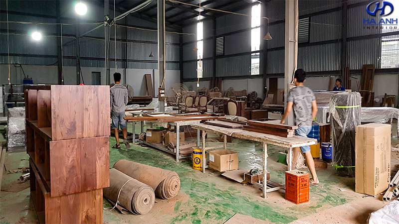 Xưởng gai công nội thất gỗ óc chó của hà anh