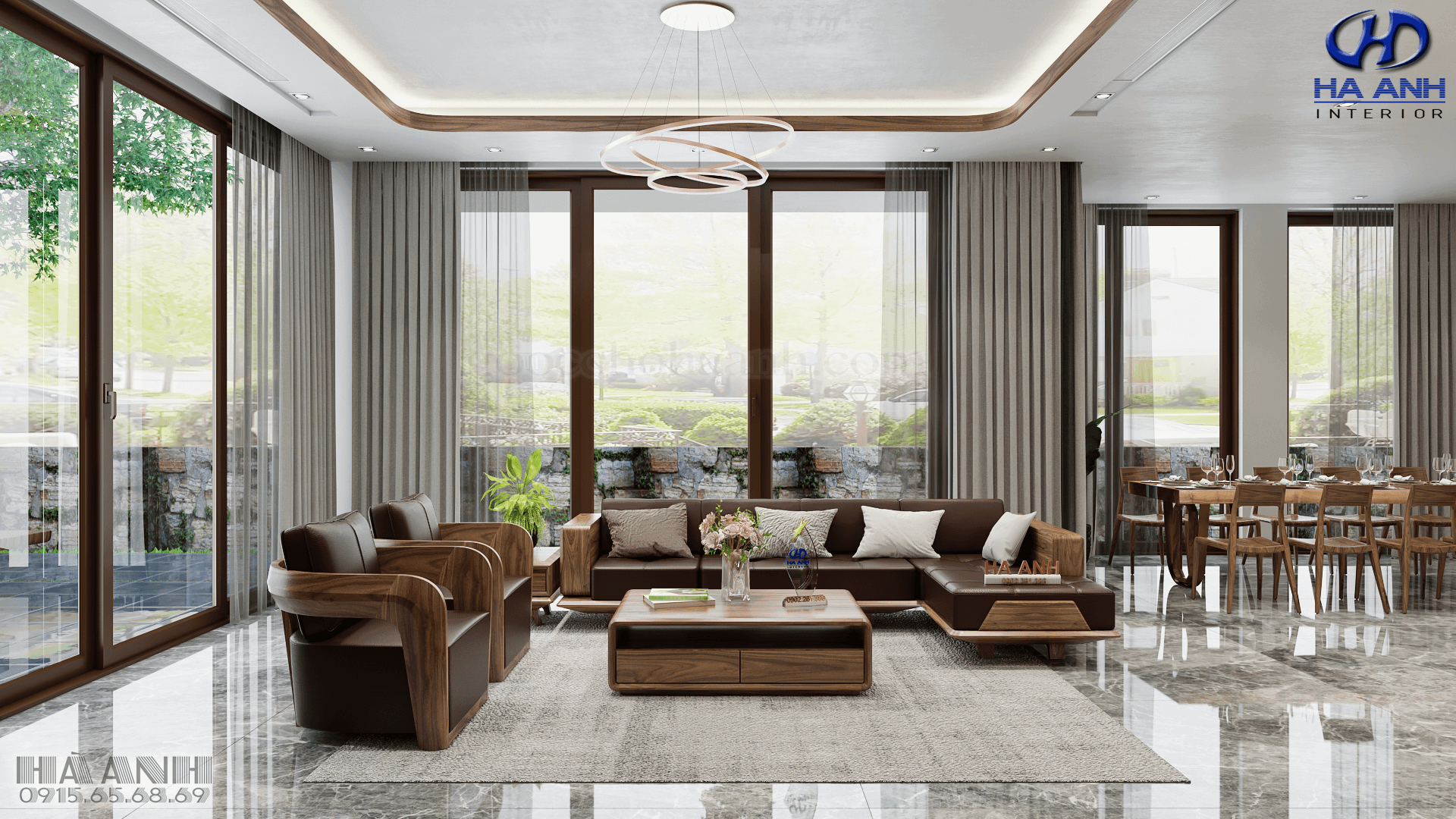 sofa gỗ óc chó đẹp sang trọng