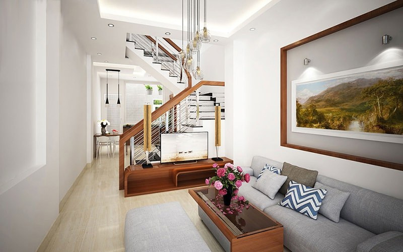 điểm nhấn trong phòng khách nhà ống
