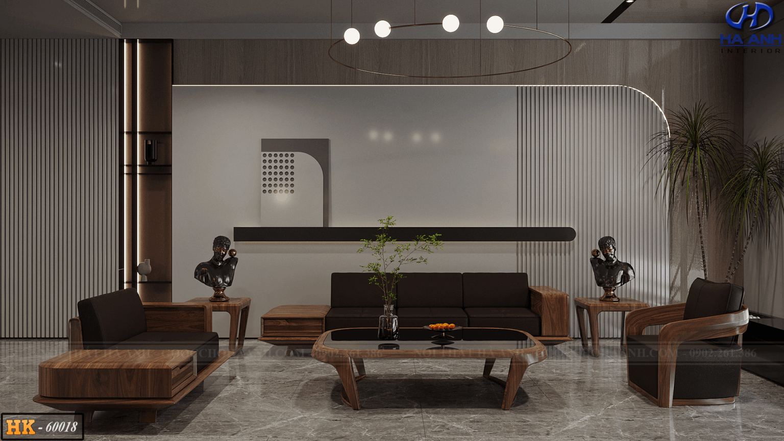 SOFA GỖ ÓC CHÓ TỰ NHIÊN HK – 60021 - Ha Anh Interior - Nội thất đồ gỗ ...